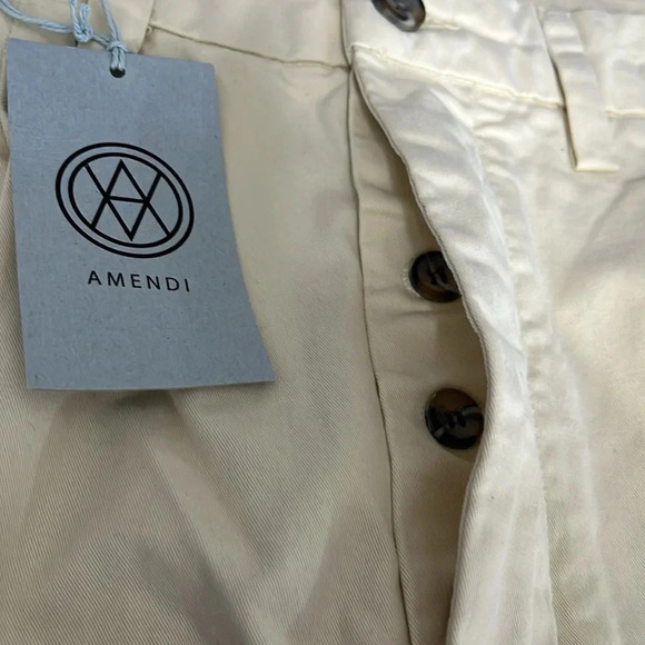 Amendi Gunnar in Light Beige Organic Cotton Pleat Front Button Fly Pants - Sz 32 - Picture 7 of 12